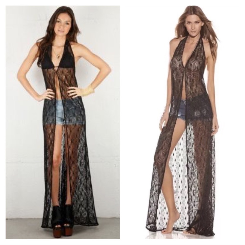 Alexis crochet halter duster vest